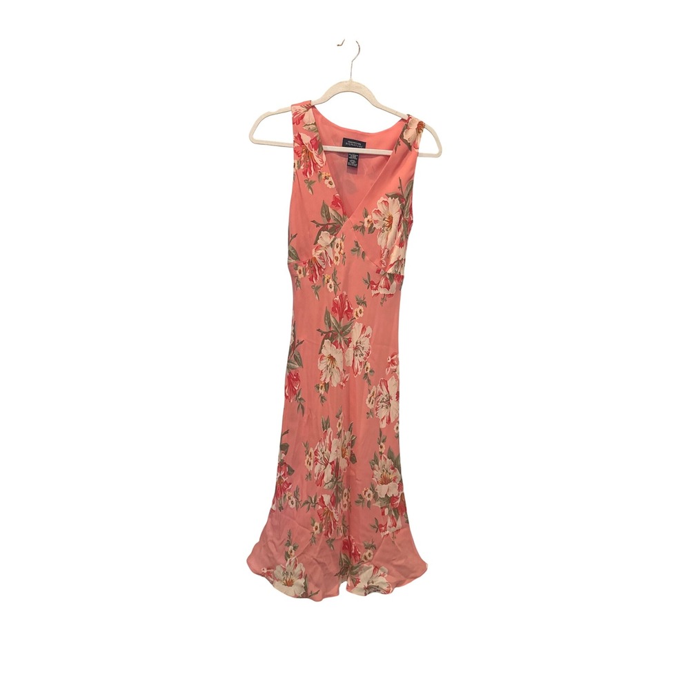 NEW Jones New York Y2K Silk Floral Midi Dress 4 Pink/Coral Dainty Soft Girl - Picture 2 of 10